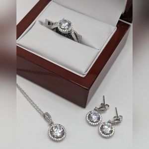 NEW SET, Necklace, Earrings & Ring, 925, Cubic Zirconia, NWT